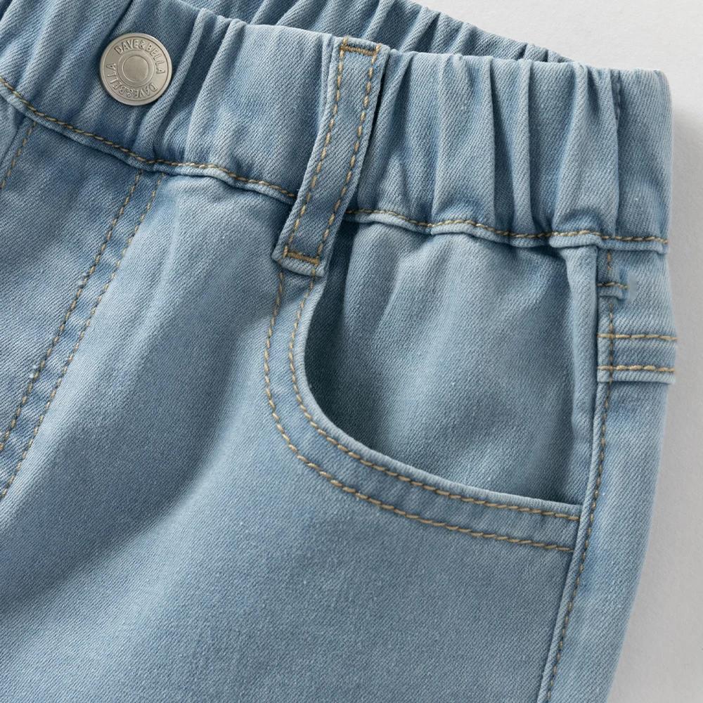 Pantalon d'été brodé pour filles Dave Bella, décontracté, taille élastique, poches, coupe bootcut, j