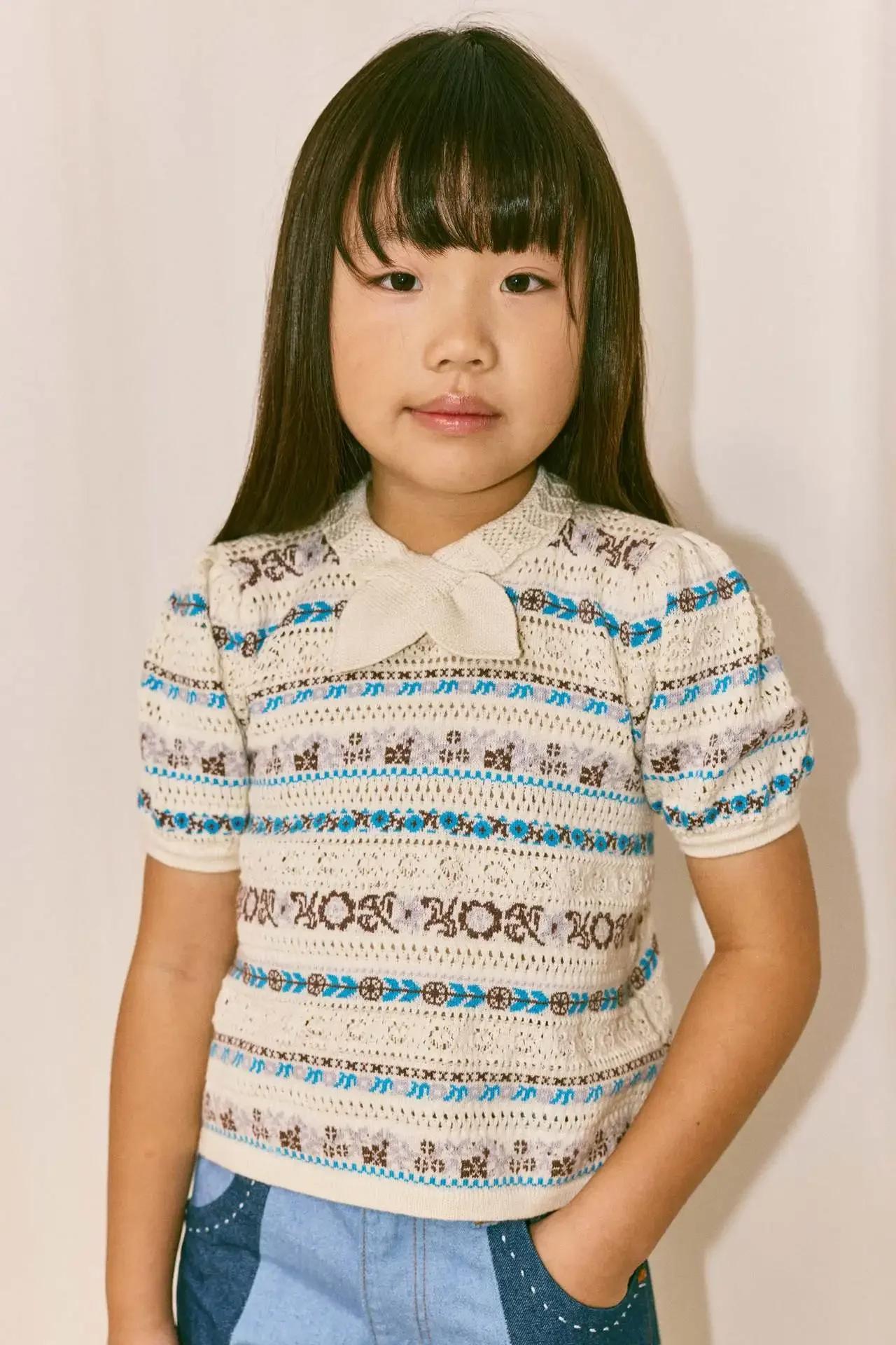 Ensemble jupe et veste en tricot popcorn style rétro campagnard MP pour filles, collection été 2026