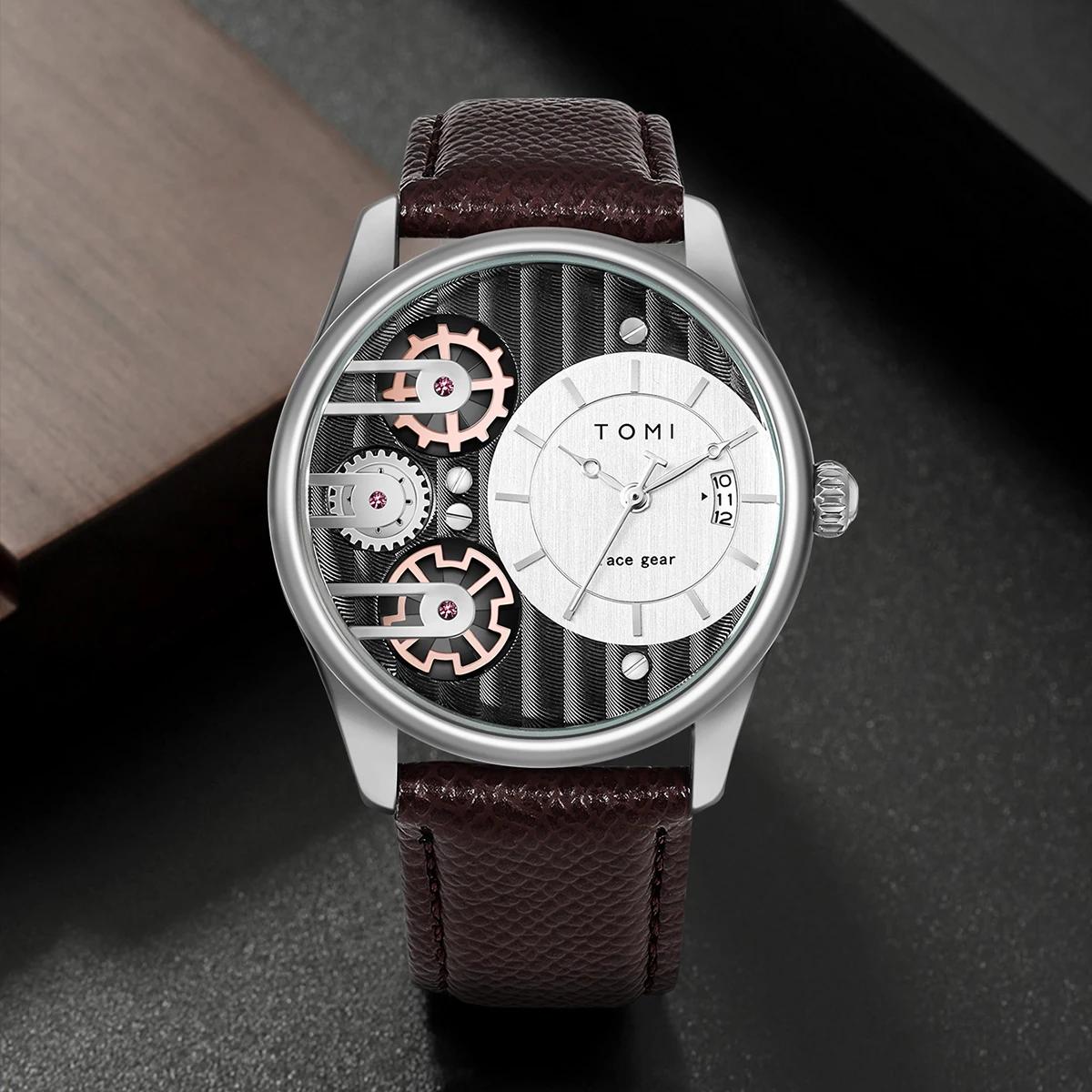 TOMI-Montre à quartz avec poignées amovibles pour homme, luxe, simple, affaires, bracelet, festival,