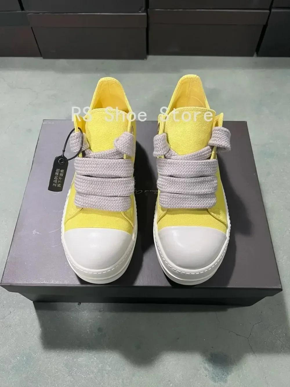 Ro hommes chaussure blanc jaune daim bas baskets décontractées en cuir Jumbo lacets femmes baskets v
