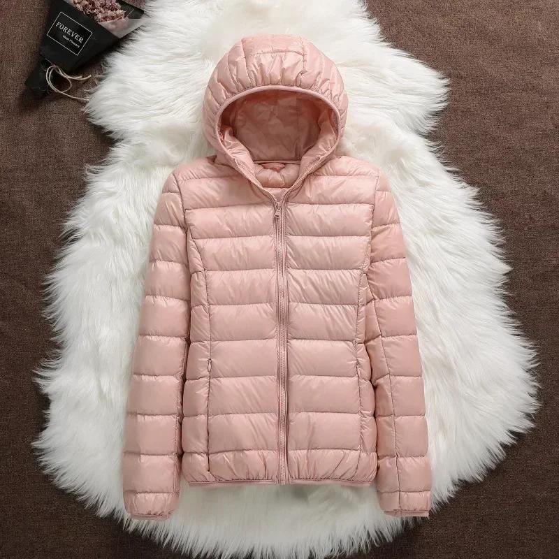 Veste bouffante légère à capuche pour femme, manteaux courts chauds en duvet de canard blanc, grande