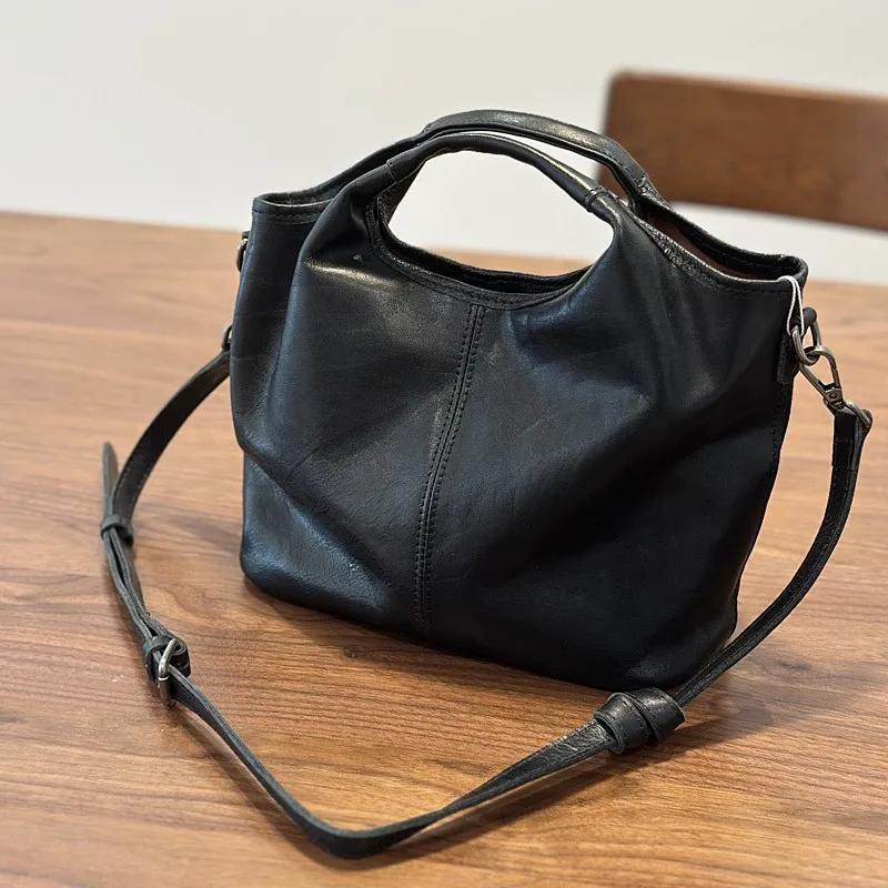 Sac à main pour femme Johnature 2026 Automne Nouveau en cuir véritable Sac rétro en cuir de vache so