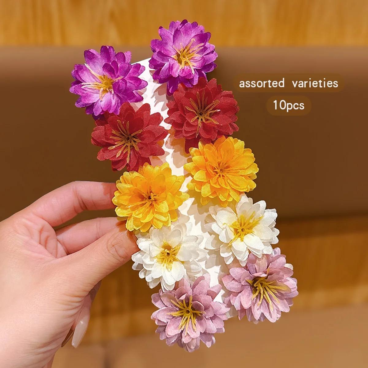 10 pinces à cheveux à fleurs aléatoires colorées pour un usage quotidien comme accessoires pour chev