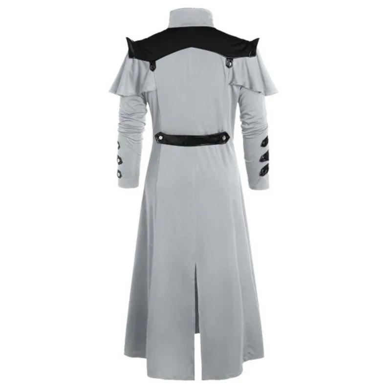 Vintage Halloween médiéval Steampunk Assassin elfes Pirate Costume adulte hommes noir longue veste f