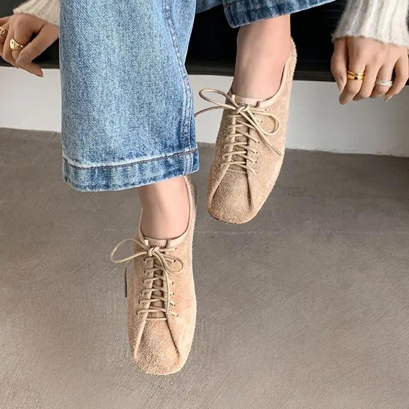 MORAZORA 2026 nouvelle vache daim cuir femmes baskets à lacets mode chaussures plates de haute quali