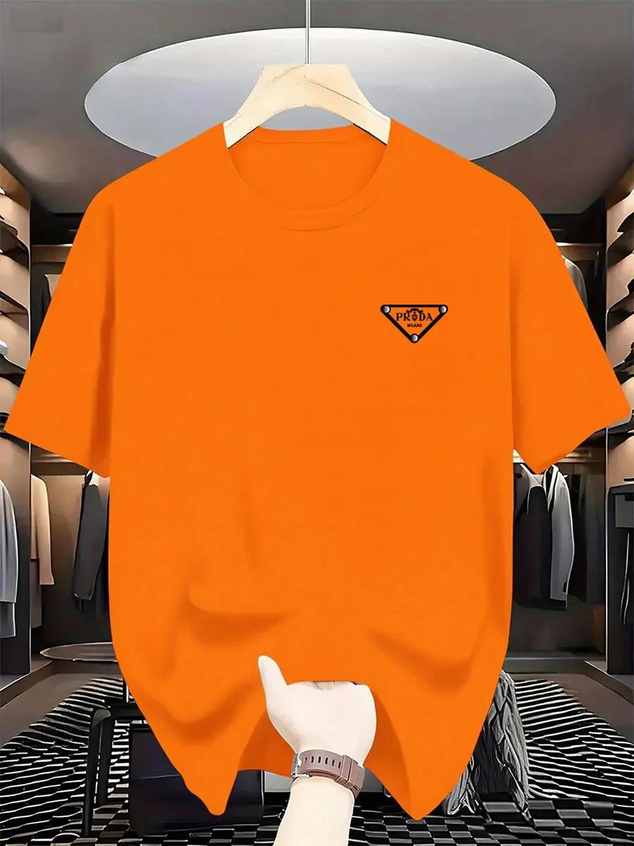 T-shirt imprimé pour homme, tendance mode milanaise 2026, marque internationale, coton pur, col rond