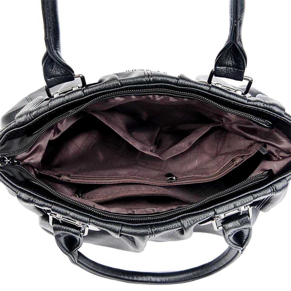 Sacs à main en cuir souple véritable pour femmes, sacs fourre-tout décontractés, sacs à main de créa
