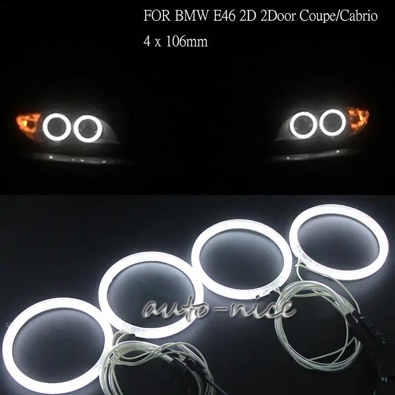 Anneau lumineux LED Angel Eye Halo, en coton blanc, pour BMW E46 OJ Coupé Facelift, 106mm