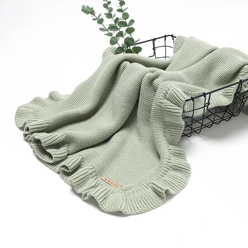 Couvertures tricotées pour bébé garçon, literie de berceau, couette à carreaux pour filles, 90x70cm,