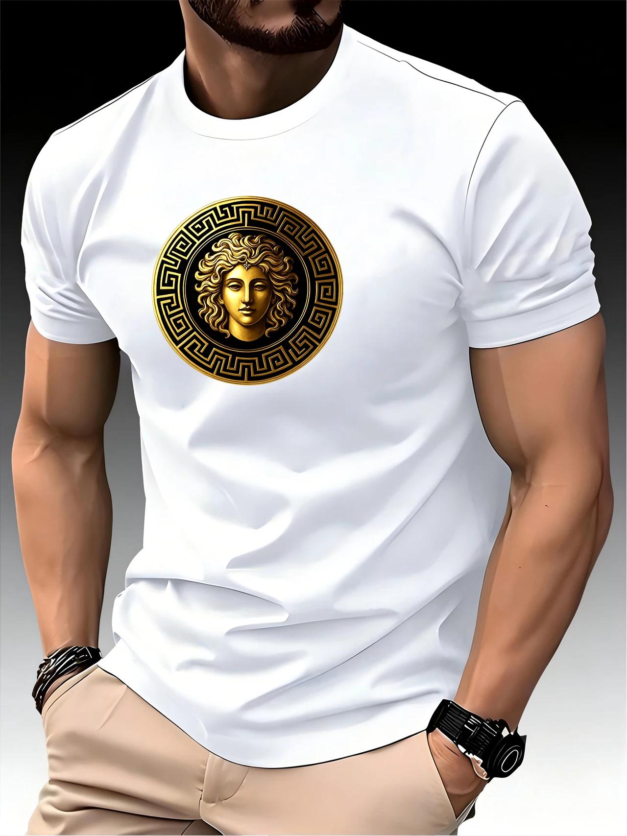 T-shirt de course à col rond pour homme, haut fin, impression artistique, séchage rapide, manches co