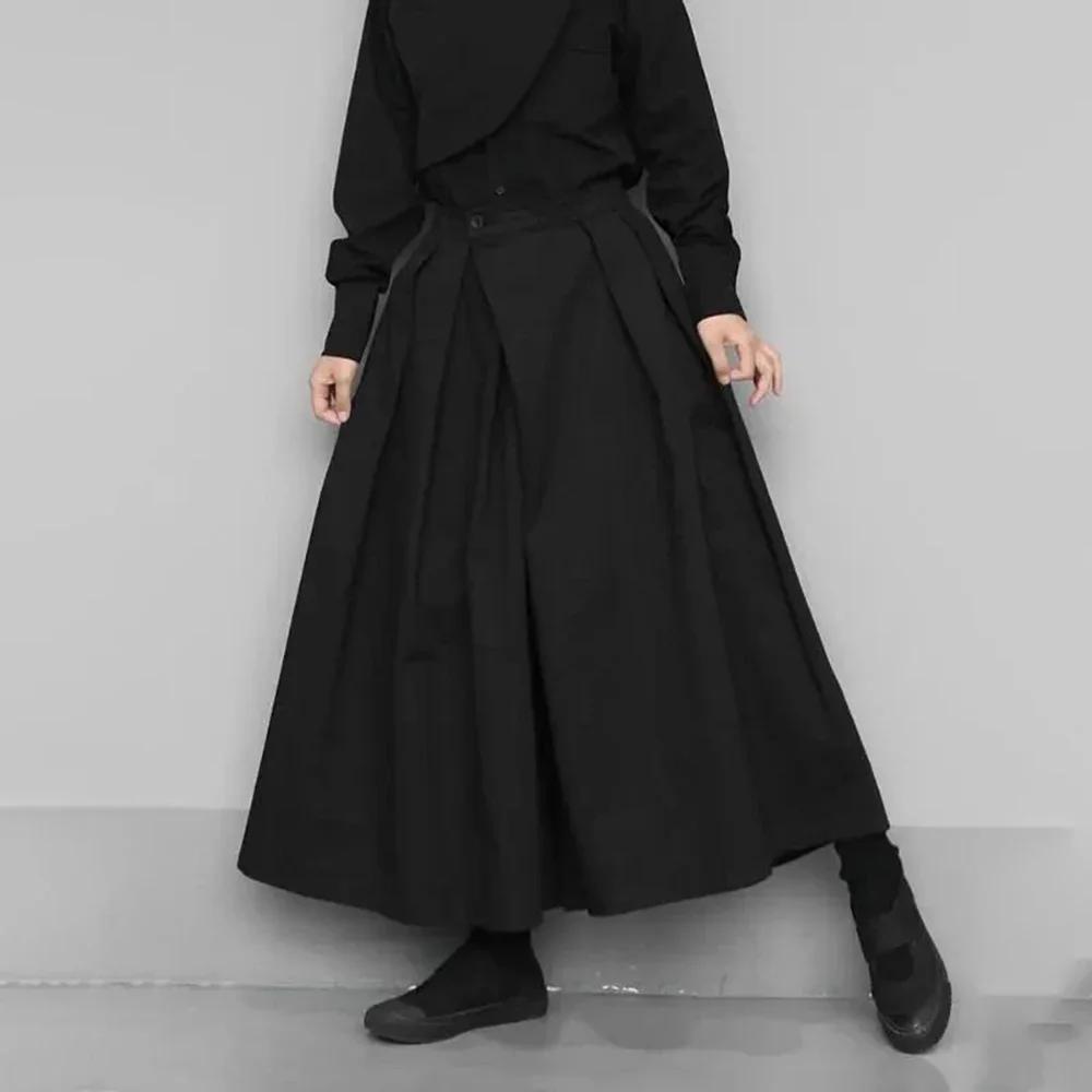 Pantalon Hakama ample à 7 points, Style gothique foncé, nouvelle tendance, jambes larges, sans genre