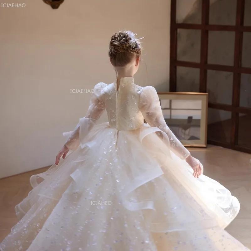Robe de soirée pour filles, robe de mariée à fleurs, robes formelles de concours de princesse d'anni