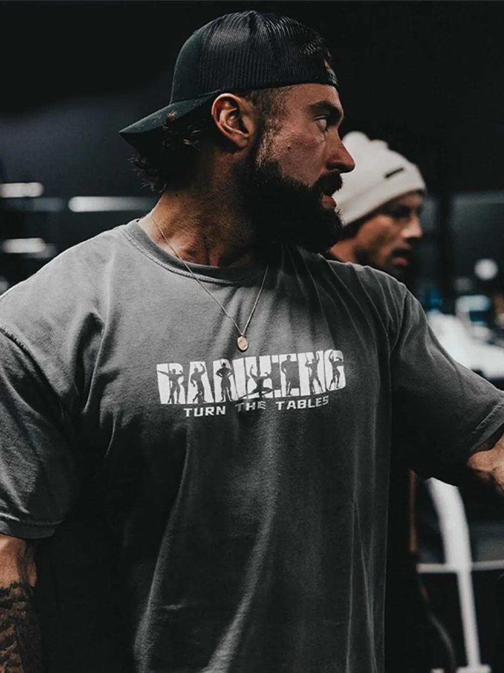 T-shirt col rond pour hommes, confortable et respirant, avec lettres imprimées, entraînement muscula