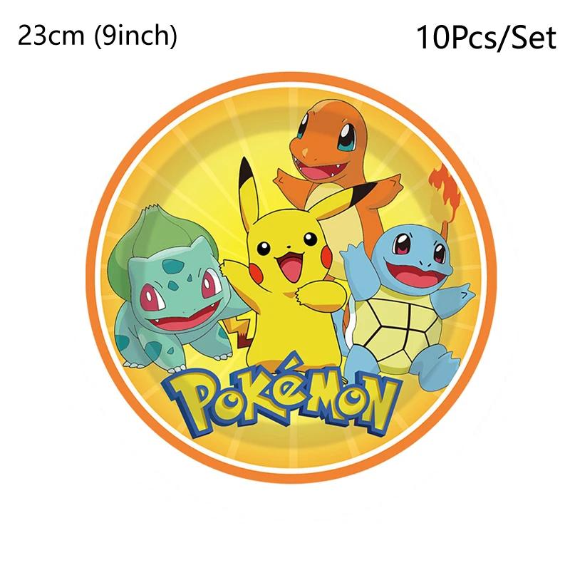 Décorations de fête d'anniversaire Pokemon, assiettes de tasses Pikachu, vaisselle jetable, serviett