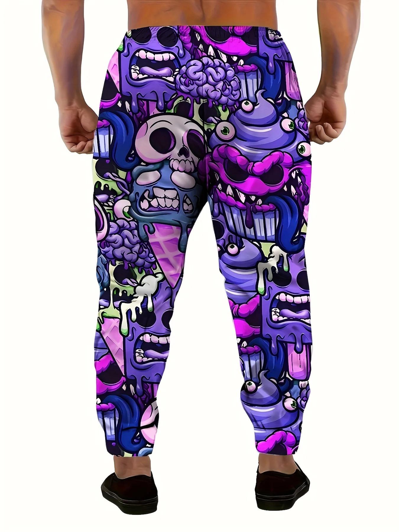 Mode hommes 2025 pantalons de survêtement crâne imprimé Joggers pantalon ajusté pantalon de salon dé