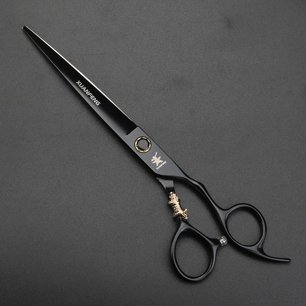 Ciseaux de coiffure XUANTENG de 7 pouces, noirs, avec système à roulement, ciseaux de barbier