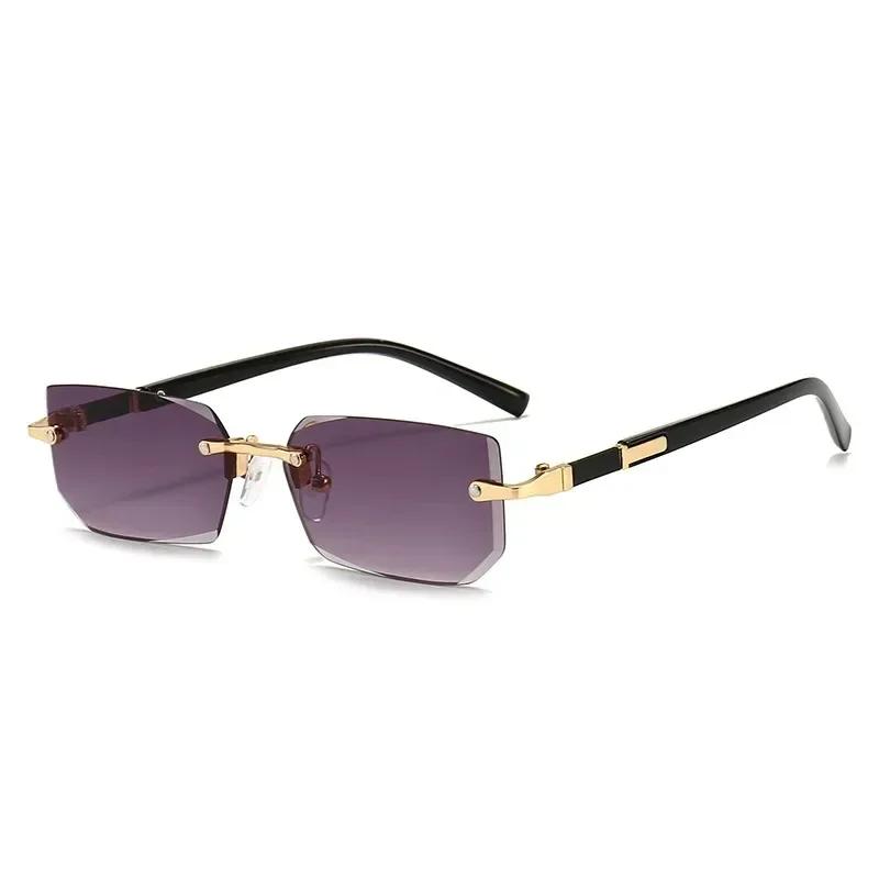 Lunettes de soleil sans bords rectangulaires, mode populaire pour femmes et hommes, petites lunettes