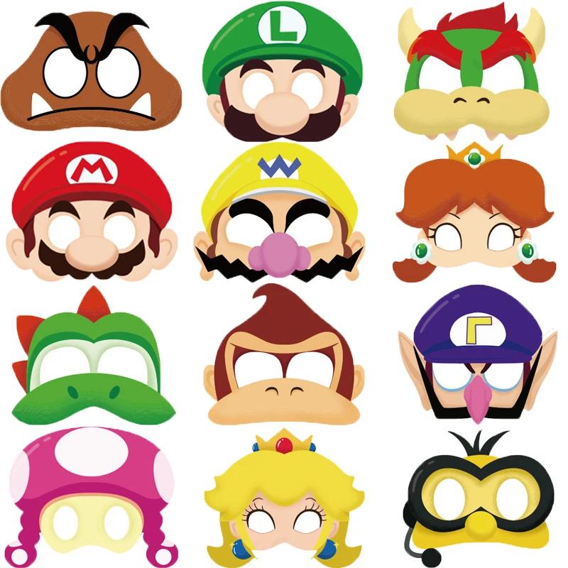 Ensemble de masque Mario pour décoration de fête, accessoires sympas, ornement préféré pour garçons 