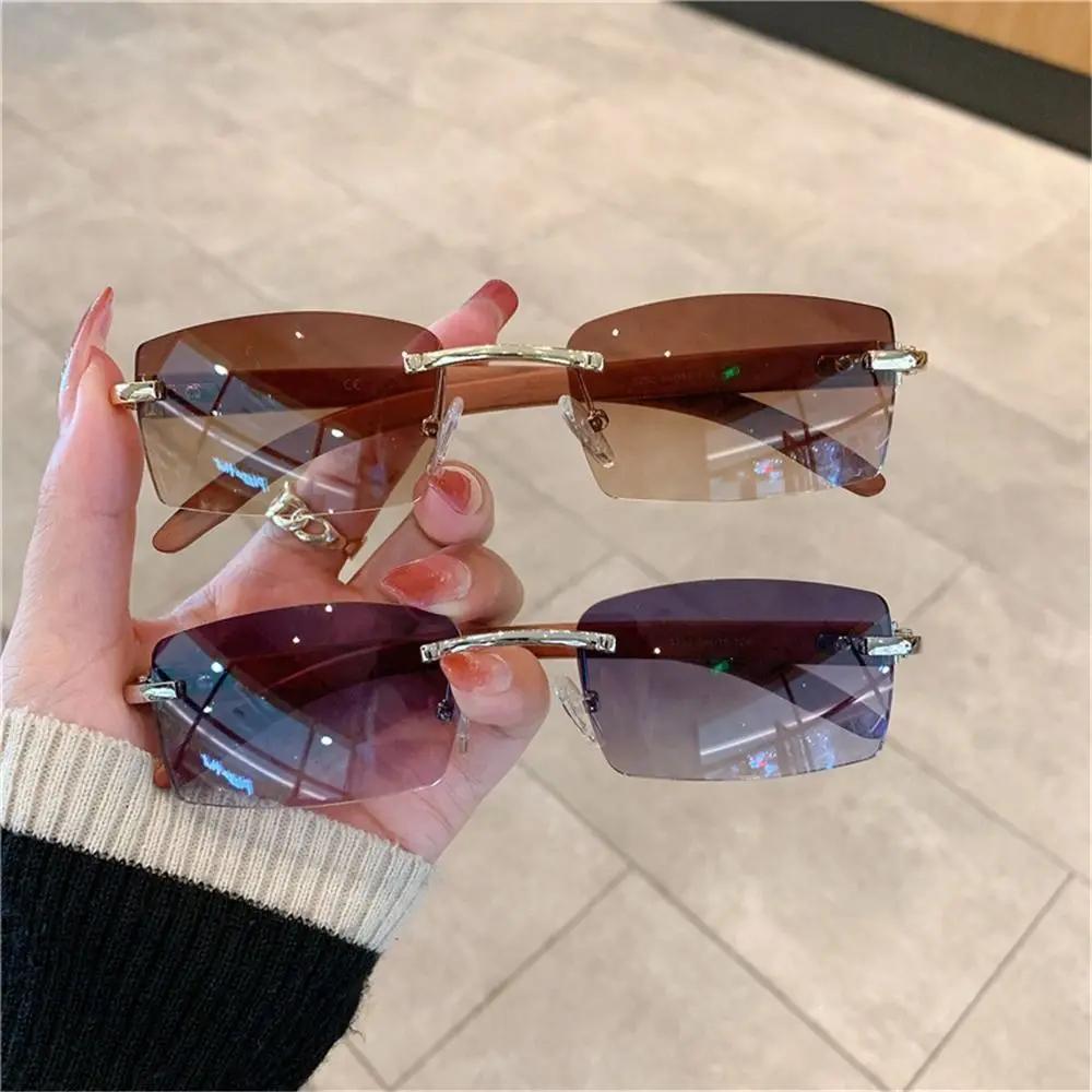 ChimPunk-Lunettes de soleil rectangulaires sans monture pour hommes et femmes, nuances de conduite, 