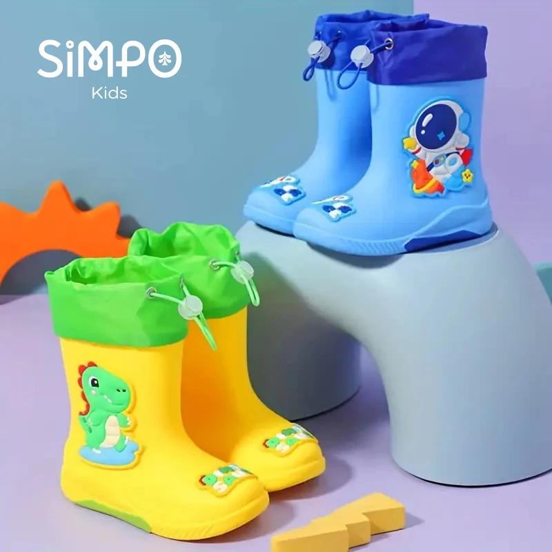 Bottes de pluie mi-mollet pour enfants, antidérapantes, durables avec cordon de serrage pour empêche