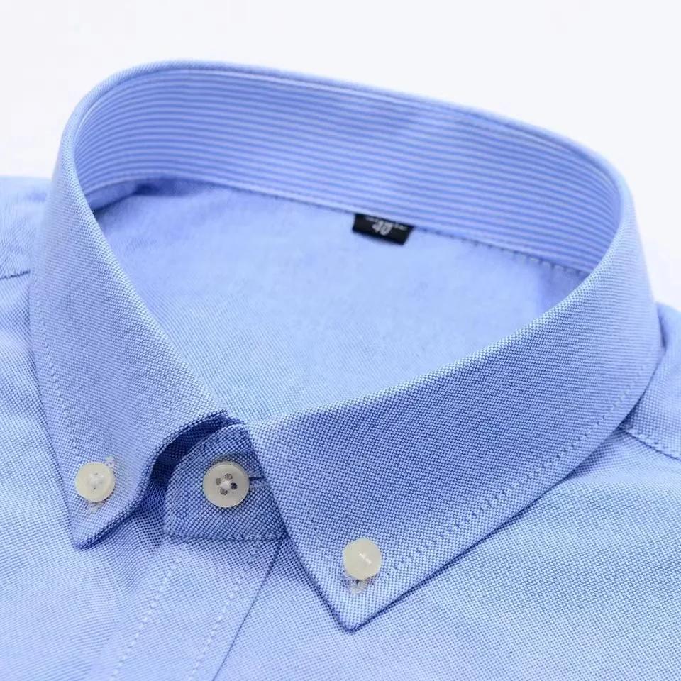 Chemise à manches longues pour hommes, 100% coton, à carreaux, Oxford, décontractée, couleur unie, i