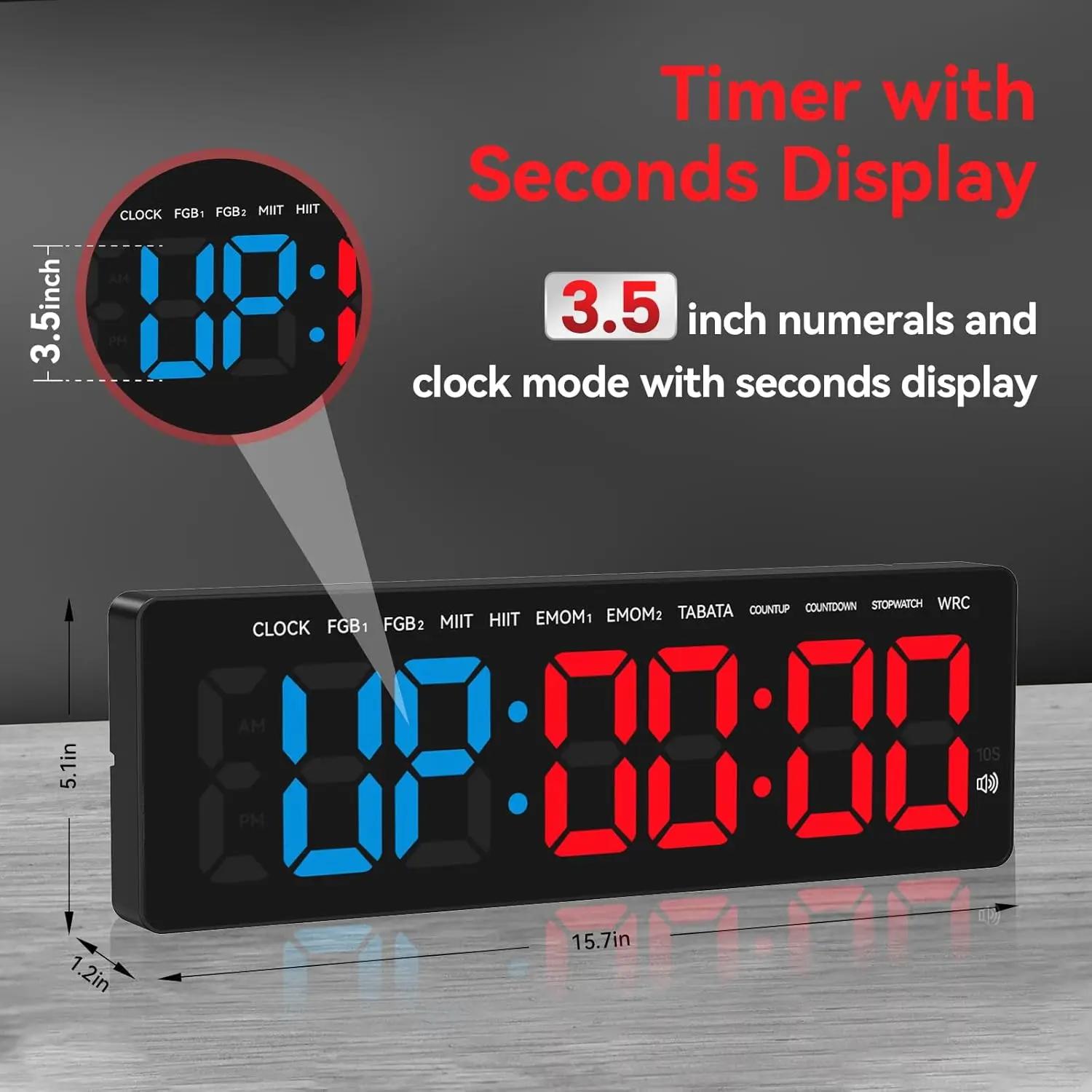 Minuterie de gymnastique numérique 3.5 pouces, compte à rebours/haut, horloge, affichage LED Ultra-c
