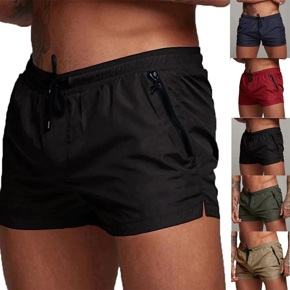 Maillot de bain pour hommes avec poches zippées, doublure en maille, short de plage d'été, séchage r