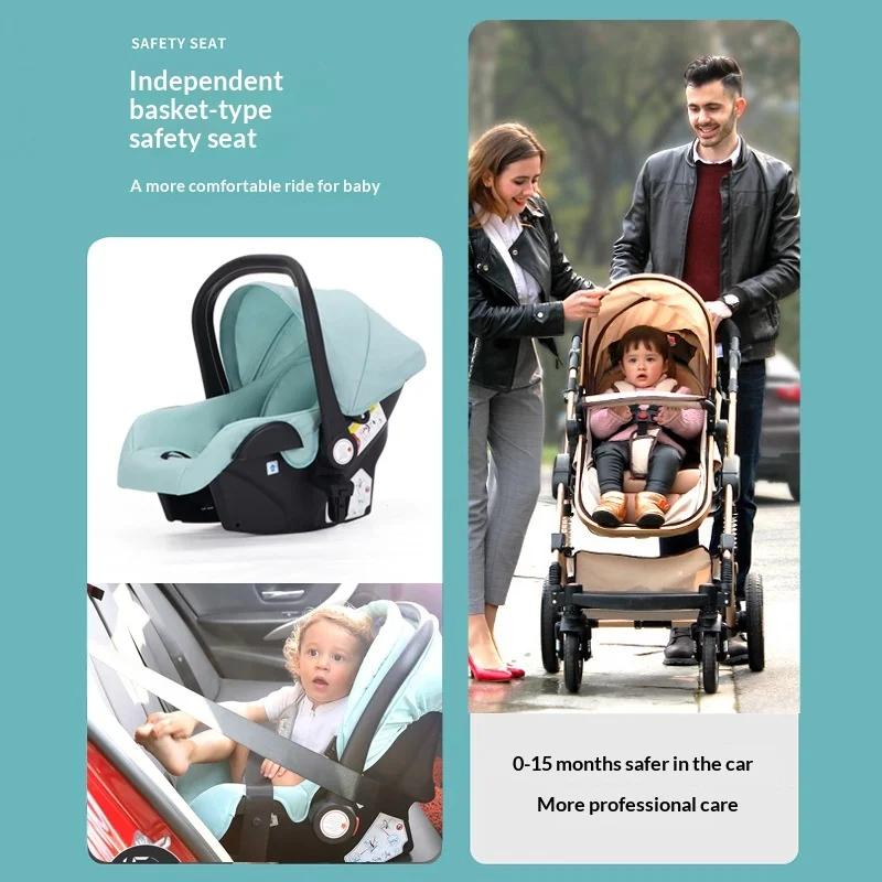 Poussette 3 en 1 Babyfond pour nouveau-né, position haute, bidirectionnelle, pouvant être utilisée e