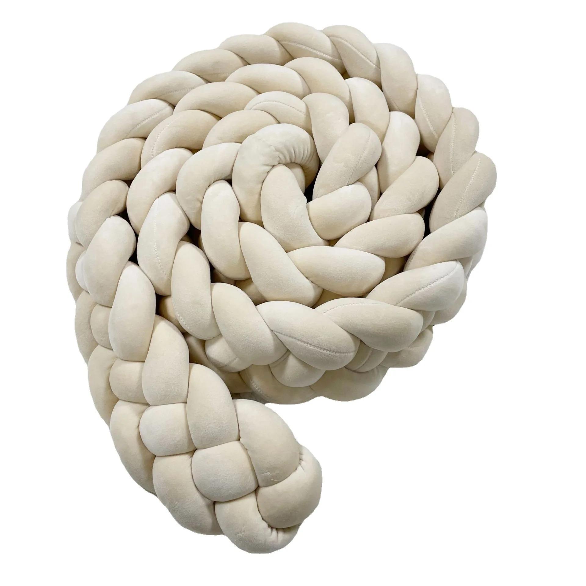 Pare-chocs De berceau Tresse De Lit 4 noués 2-4M, tissu doux pour la peau, décor De chambre De bébé,