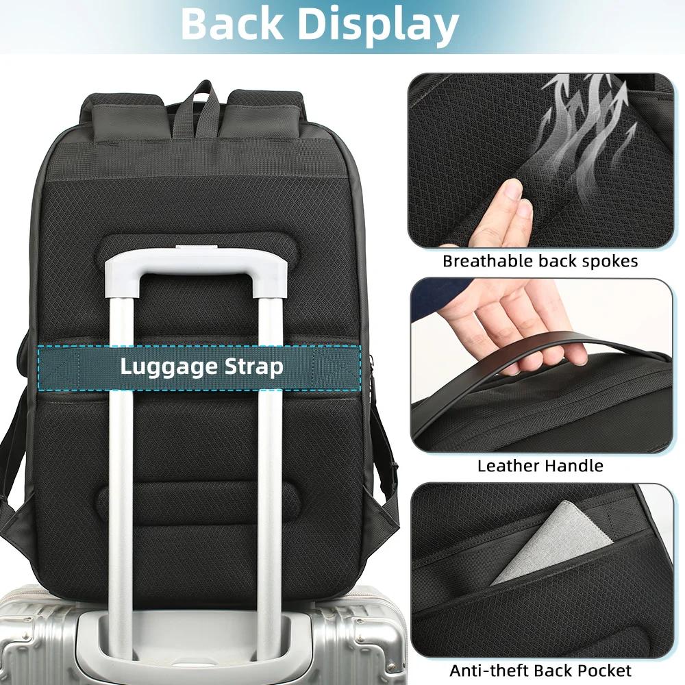 Sacs à dos d'affaires HK pour hommes, sac multifonctionnel pour ordinateur portable de 17.3 pouces, 