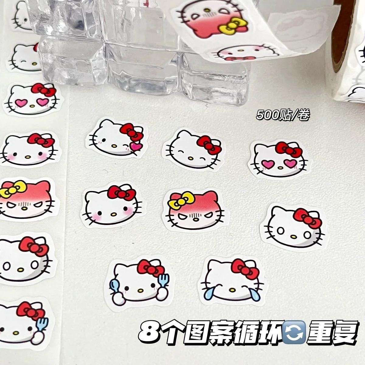 Rouleau d'autocollants Graffiti de dessin animé Kitty Cat, 500 pièces/rouleau, bricolage, téléphone,