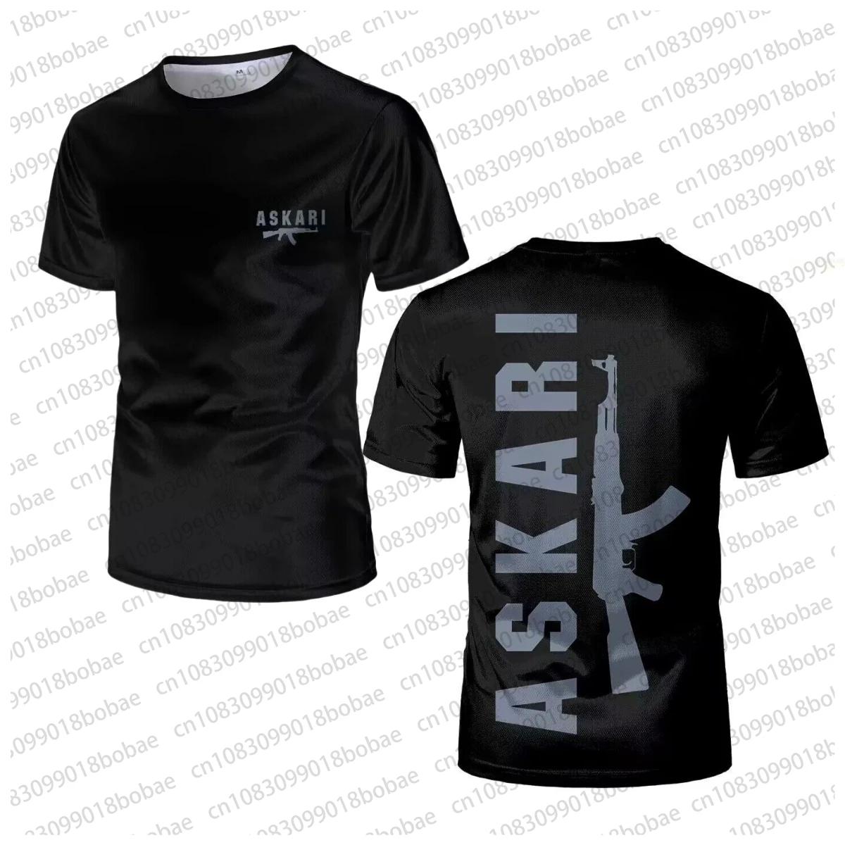 ASKARI-T-shirt de boxe respirant à manches courtes pour homme, t-shirt de sport en maille, entraînem