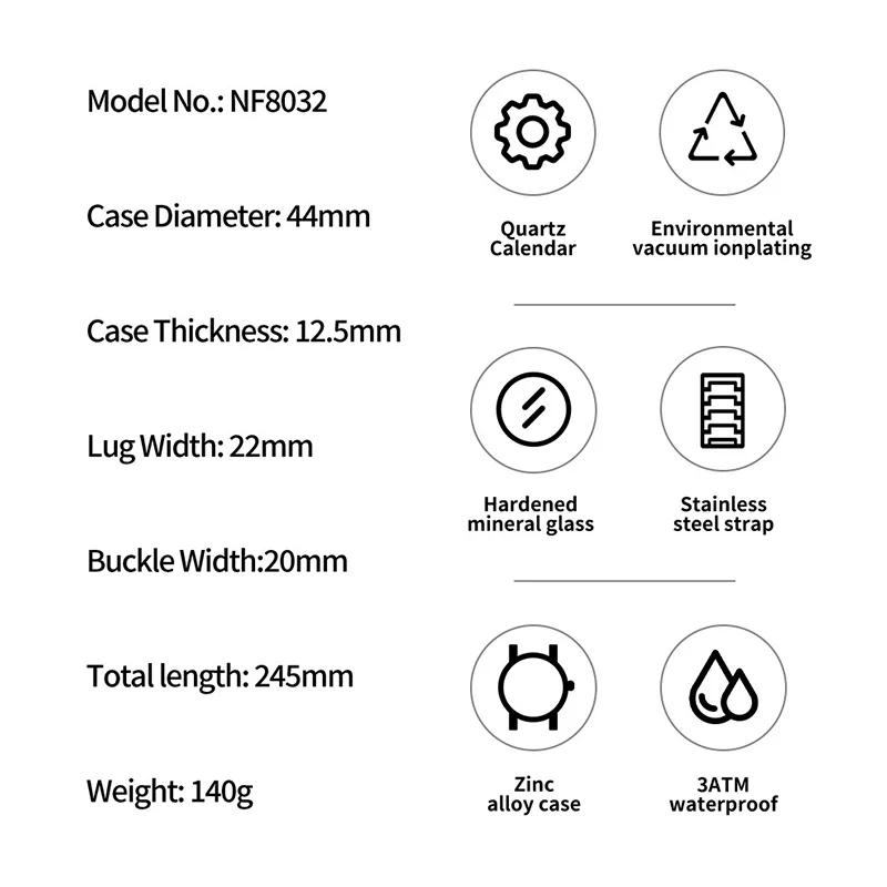 Top marque NAVIFORCE montre pour hommes étanche Quartz affaires décontracté bracelets en acier inoxy