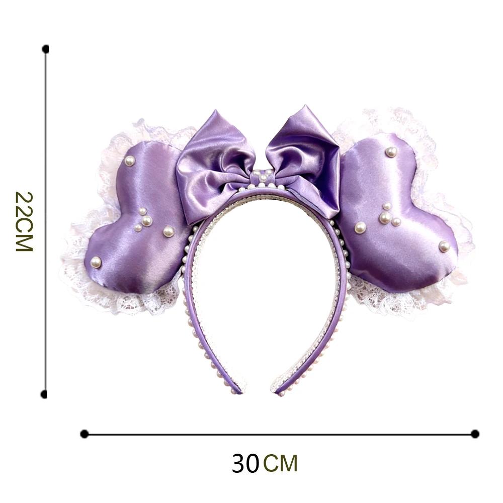 Perle coeur Mickey Mouse oreilles bandeaux dentelle arc bandeaux bandeau fête d'anniversaire Hallowe