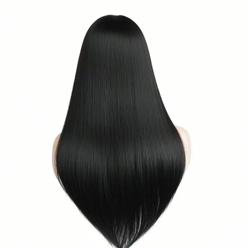 Perruque longue et droite élégante pour femme – Cheveux synthétiques résistants à la chaleur pour co