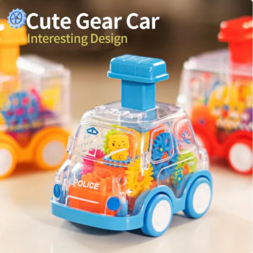Jouet pour bébé dessin animé presse engrenage voiture jouet Lnertia Pull-back voiture transparente i