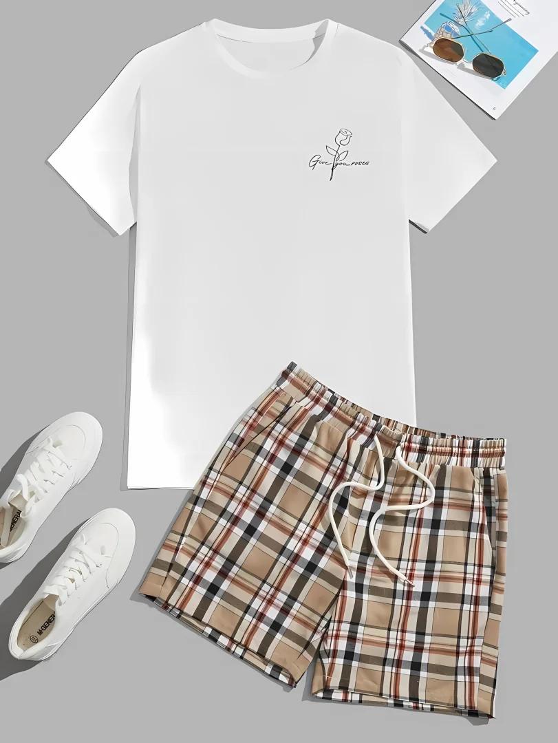 Ensemble T-shirt + short à la mode imprimé en 3D pour hommes, short à manches courtes à motif amusan