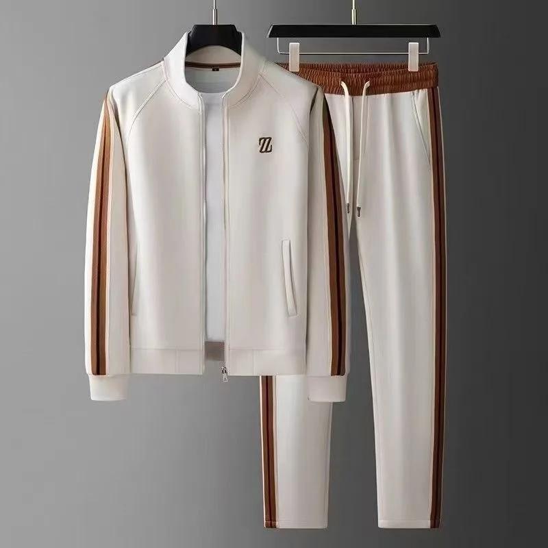 Ensemble de survêtement homme 2026 – Veste et pantalon tendance brodés – Tenue de sport deux pièces 