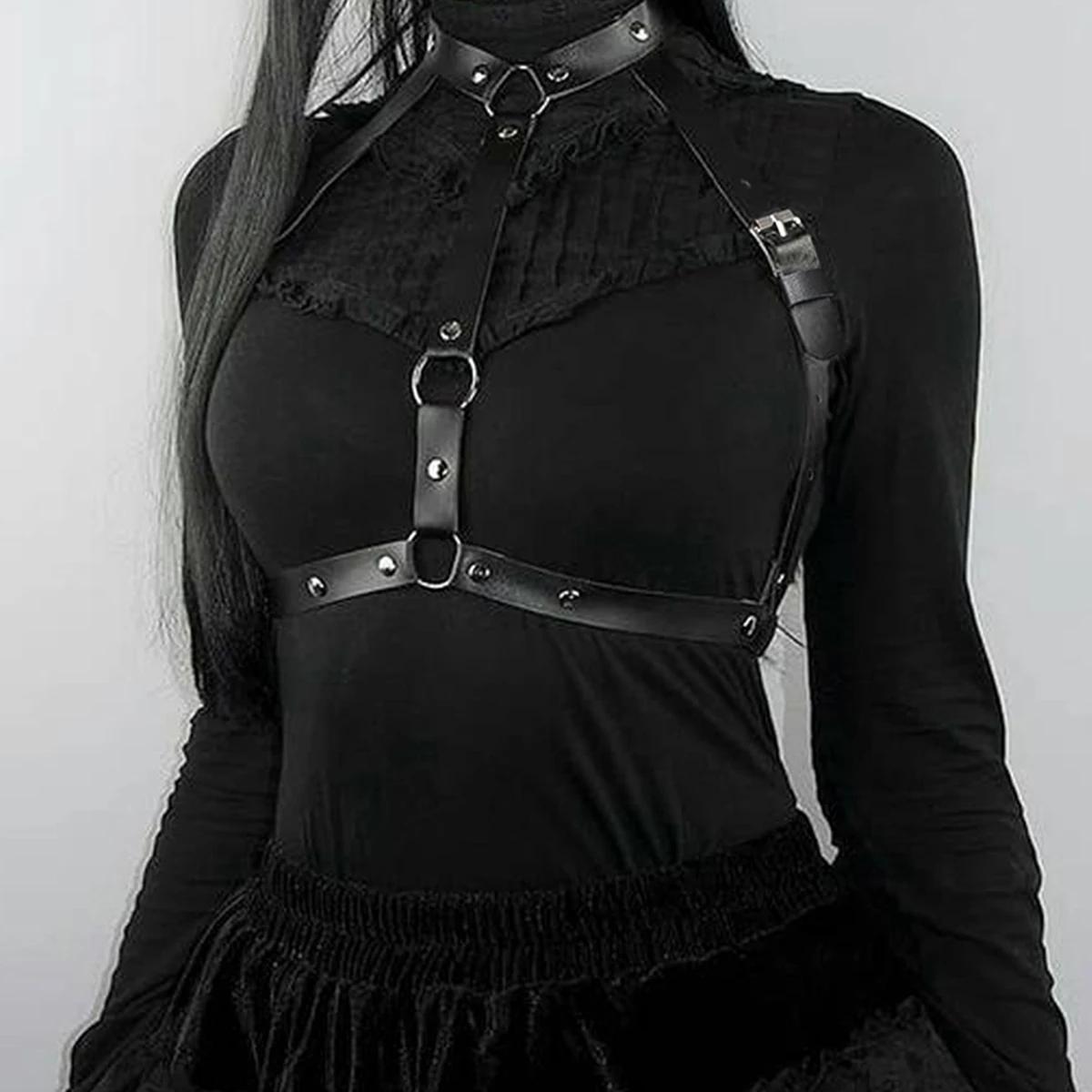 Ceinture de poitrine en cuir pour femmes, Style de rue, harnais de poitrine, bretelles, décoration P