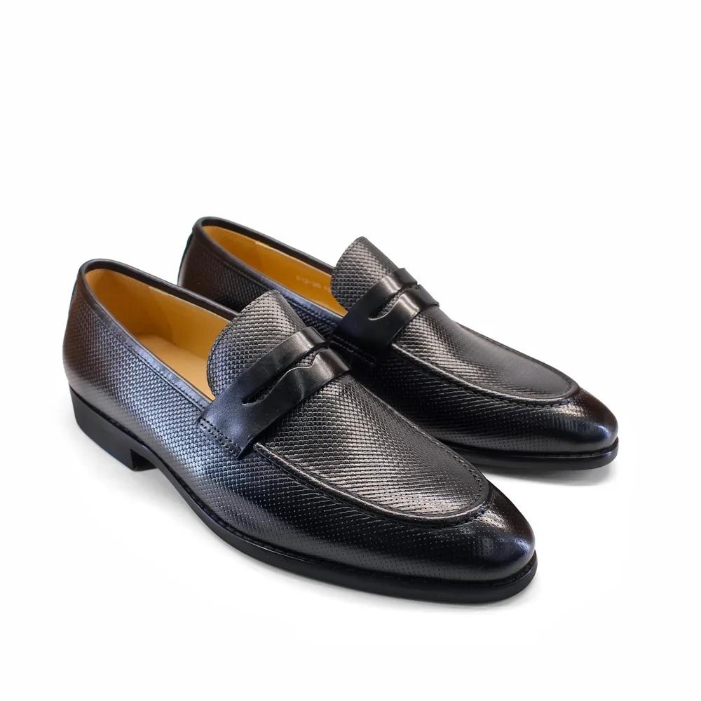 Mocassins confortables en cuir véritable, chaussures décontractées avec semelle en caoutchouc pour h