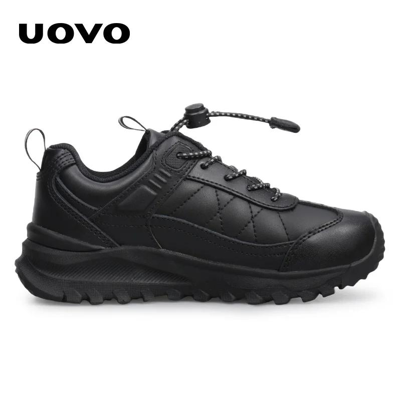 UOVO – chaussures d'école en cuir pour garçons, baskets noires pour enfants, chaussures uniformes fa