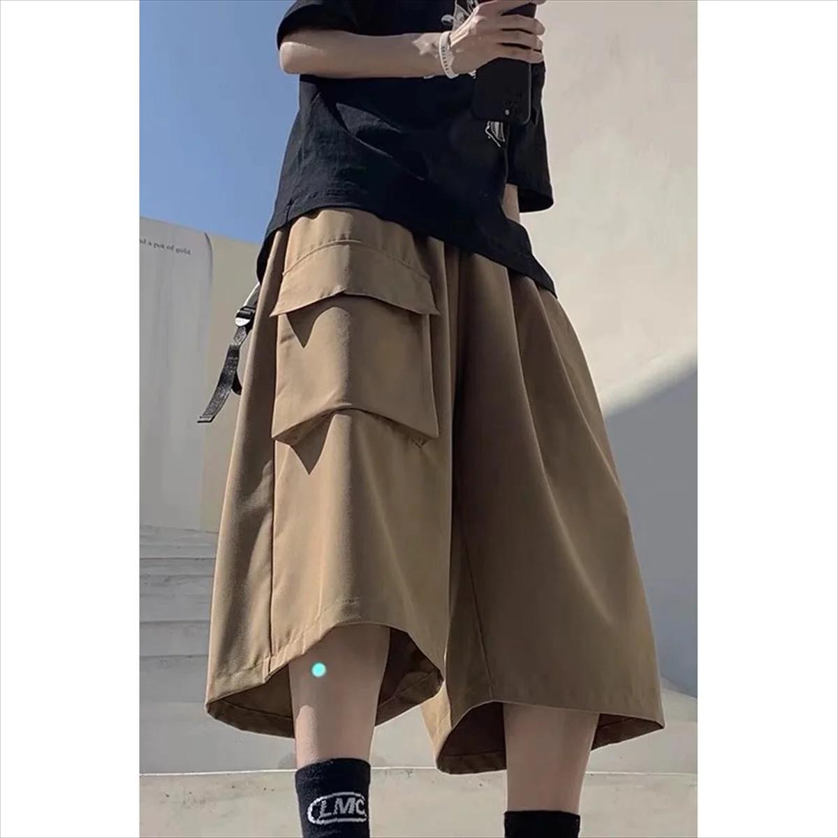 Shorts cargo hip-hop noirs tendance pour homme – Coupe slim décontractée, style urbain branché, idéa