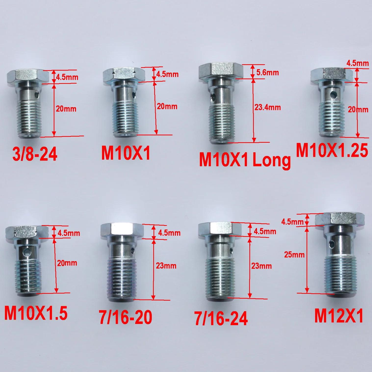 Boulons Banjo simples en Zinc 3/8-24, M10x1, M10x1.25, M10x1.5, 7/16-24, 7/16-20, M12x1 pour collier
