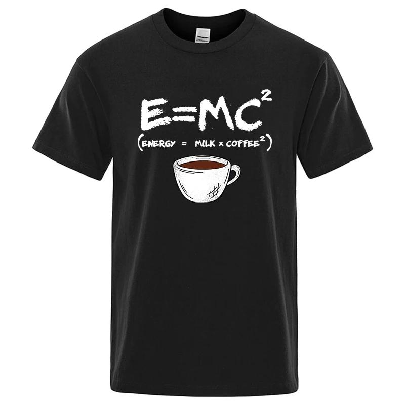 T-shirt d'été pour hommes 100% coton décontracté drôle énergie = lait + café imprimé hommes Cool amp