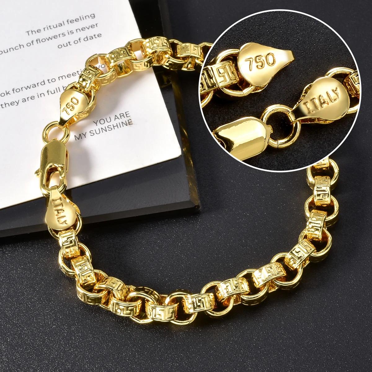 Bracelet plaqué or 18 carats Italie 750 Bracelet en forme tressée en cuivre Hip-Hop Quotidien Hommes