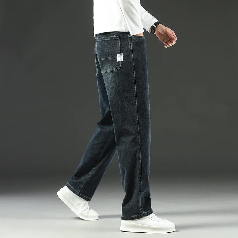 Jeans baggy droit à jambes larges pour hommes, pantalons décontractés d'affaires, vêtements de marqu