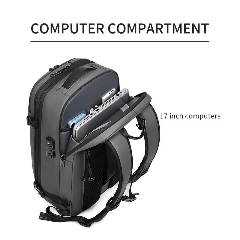 Sac à dos de voyage pour hommes, compression sous vide, sac à dos pour ordinateur portable de 17 pou