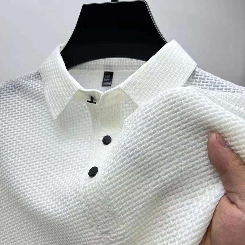 Polo décontracté à manches courtes pour hommes, chemise d'affaires, haut polyvalent, respirant, conf