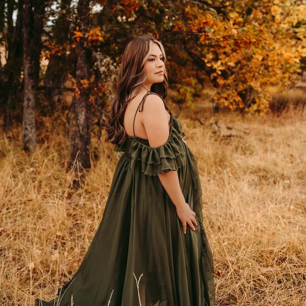 Robe Camisole en Tulle vert foncé, pour séance Photo, robe de photographie enceinte pour femmes, Cos