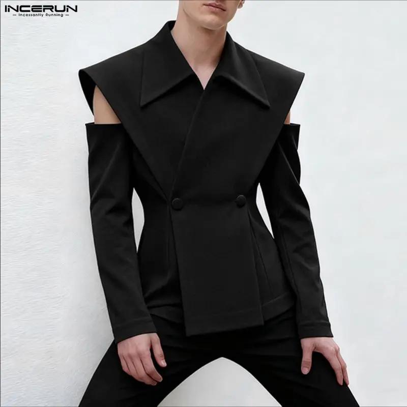 INCERUN hommes Blazer couleur unie revers à manches longues bouton décontracté homme costume Streetw
